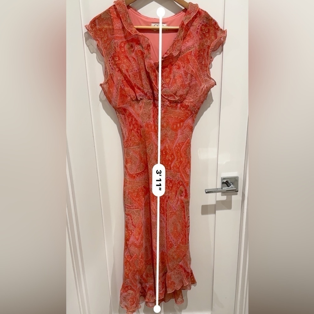Gorgeous vintage orange CDC dress size 10 chiffon cottagecore prairie party - Picture 7 of 7